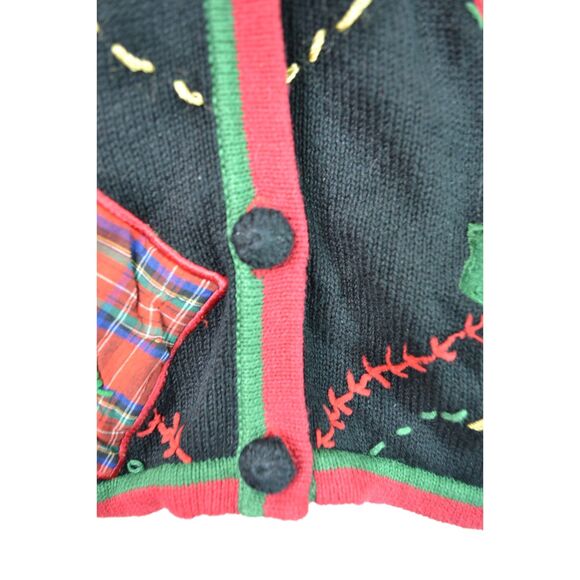 Basic Editions Holiday Women's Large Christmas Embroidered Sweater Cardigan - Picture 7 of 11